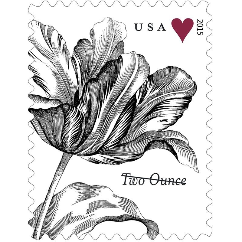2015 Vintage Tulip Pane Postage Wedding Stamps